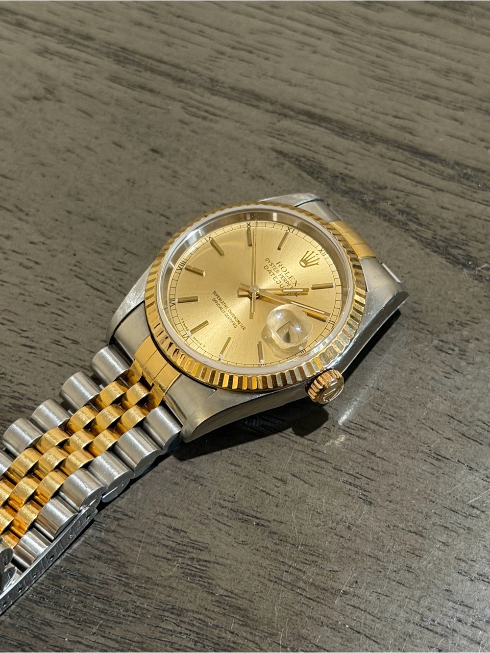 ROLEX Datejust 36mm Automatic Champagne Dial Two-Tone Jubilee Fluted Bezel Watch - Picture 13 of 15